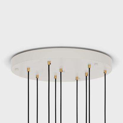 LARGE CANOPY 9 PENDANTS WHITE/BRASS
