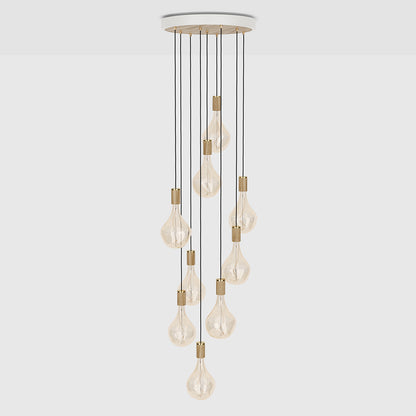 LARGE CANOPY 9 PENDANTS WHITE/BRASS