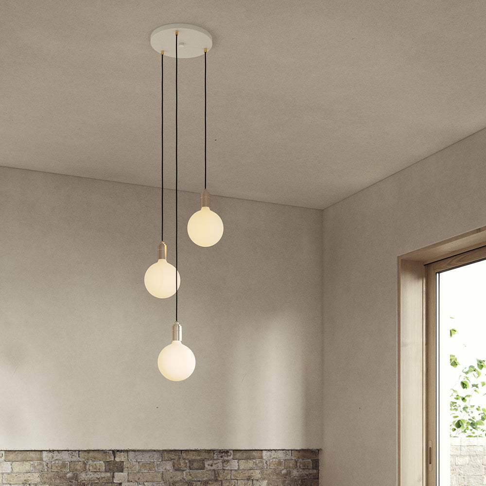 SMALL CANOPY 3 PENDANTS WHITE/BRASS