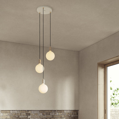 SMALL CANOPY 3 PENDANTS WHITE/BRASS