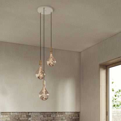 SMALL CANOPY 3 PENDANTS WHITE/BRASS