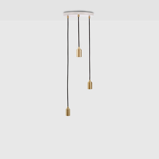 SMALL CANOPY 3 PENDANTS WHITE/BRASS